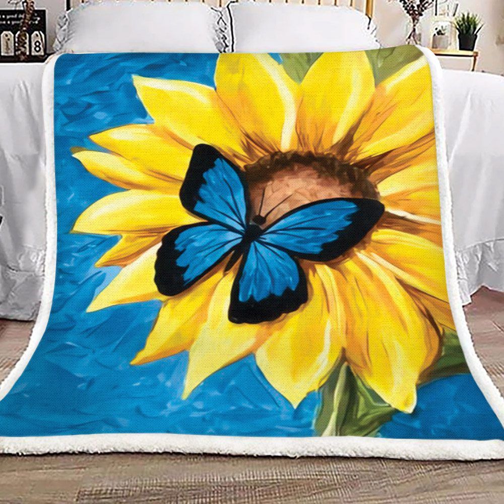 Sunflower And Butterfly Sherpa Fleece