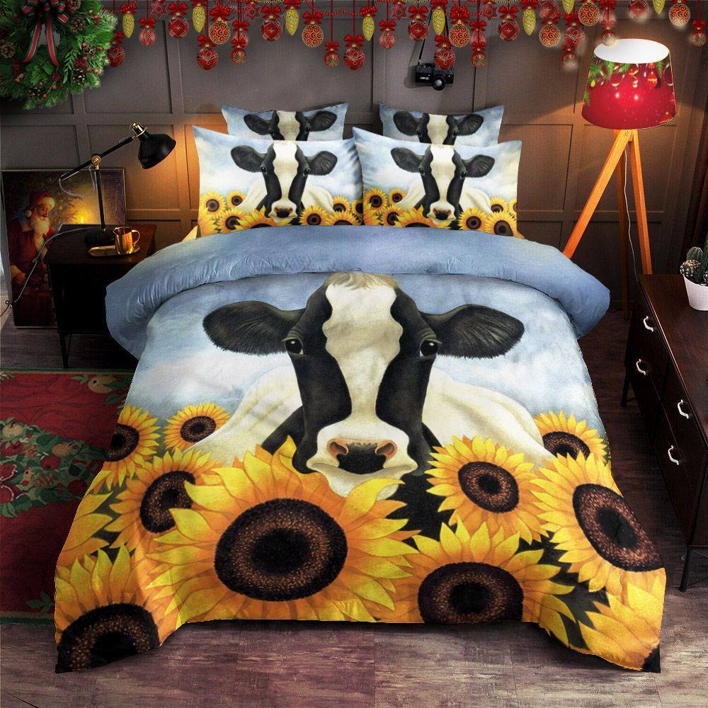 Sunflower And Cow Bedding Set