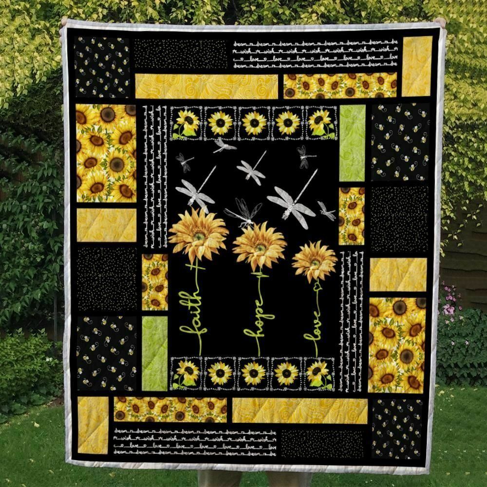 Sunflower And Dragonfly CLA0810461Q Quilt Blanket