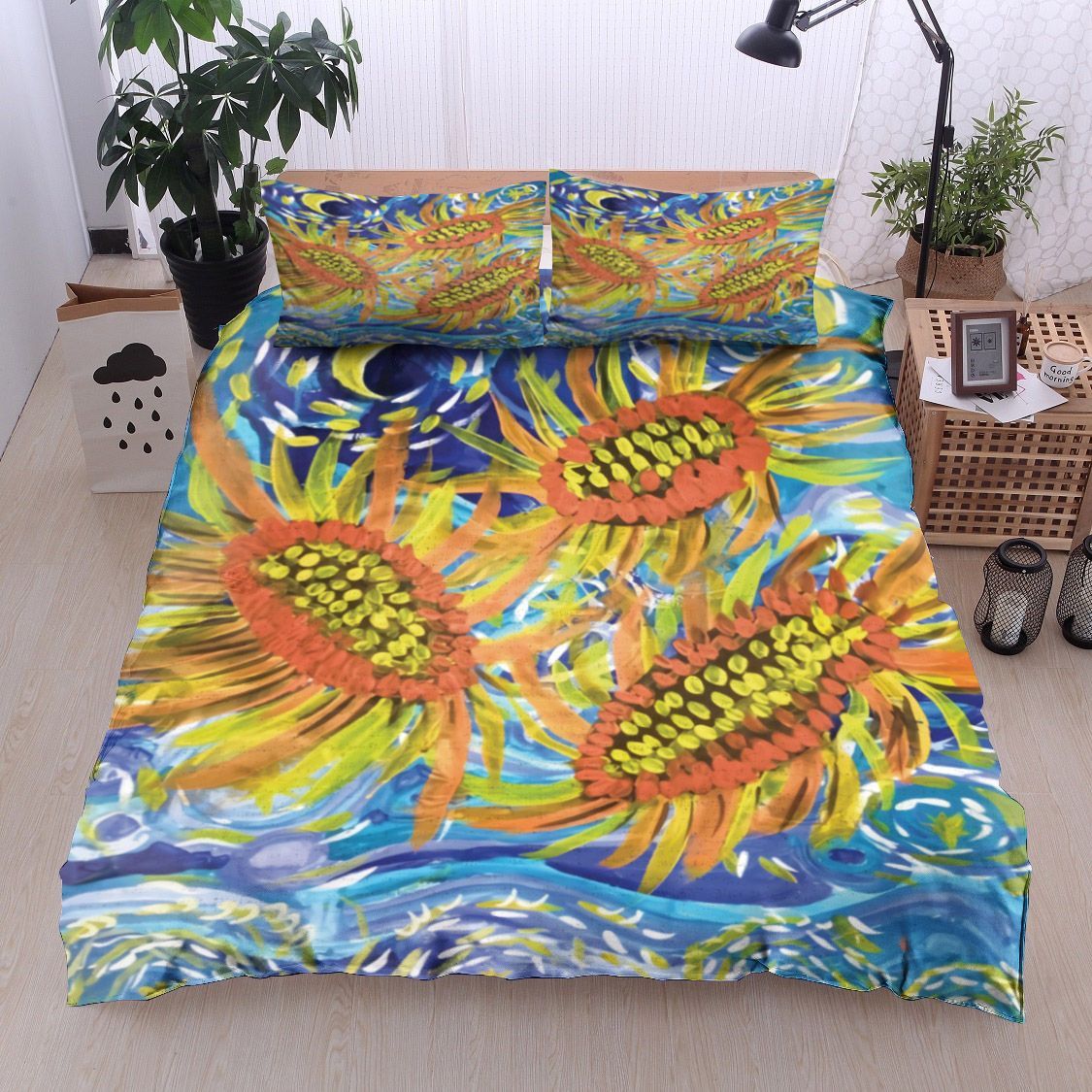 Sunflower And Moon Bedding Set