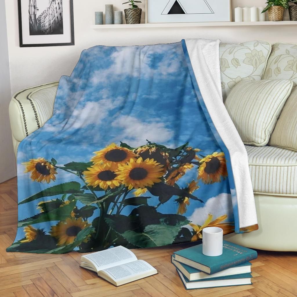Sunflower And Sky Printed Fleece Blanket
