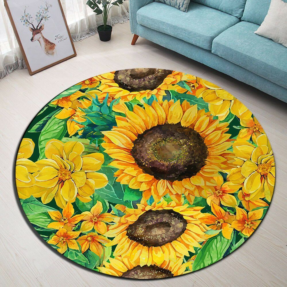Sunflower Art Round Carpet