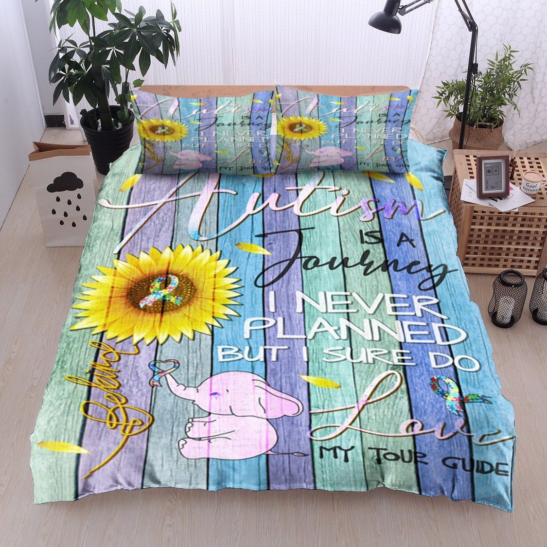 Sunflower Autism Is A Journey Bedding Set