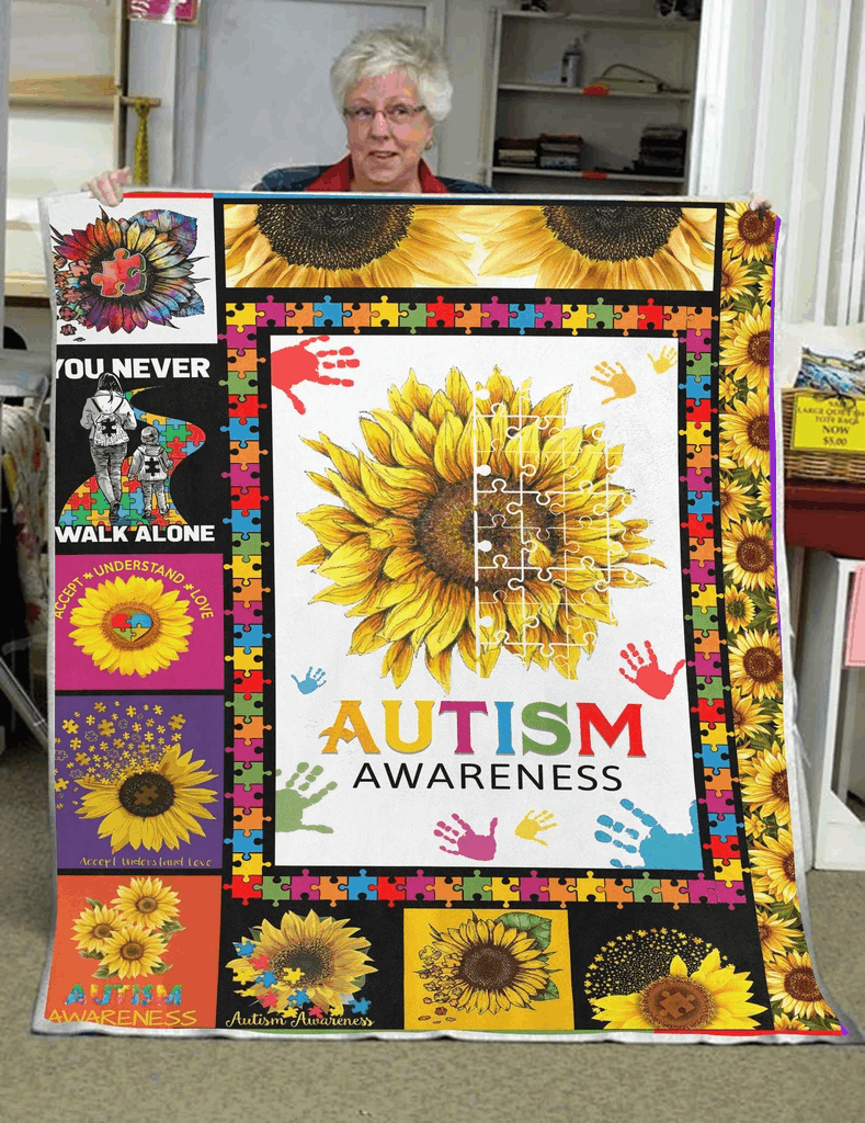 Sunflower Autism Quilt Blanket DHC150120651TD