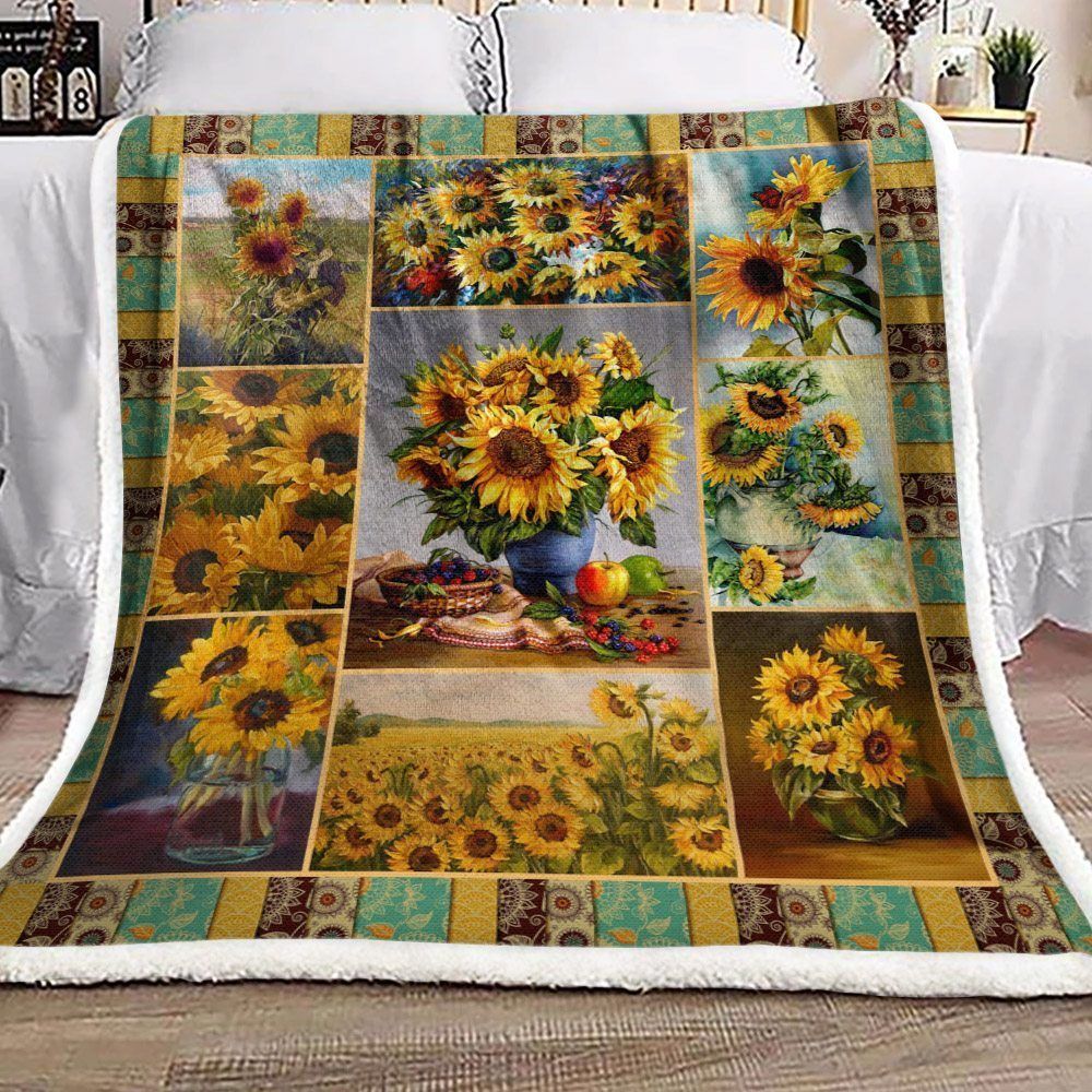 Sunflower Autumn Sherpa Fleece Blanket