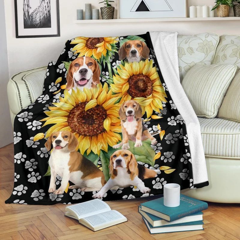 Sunflower Beagle Sherpa Fleece Blanket