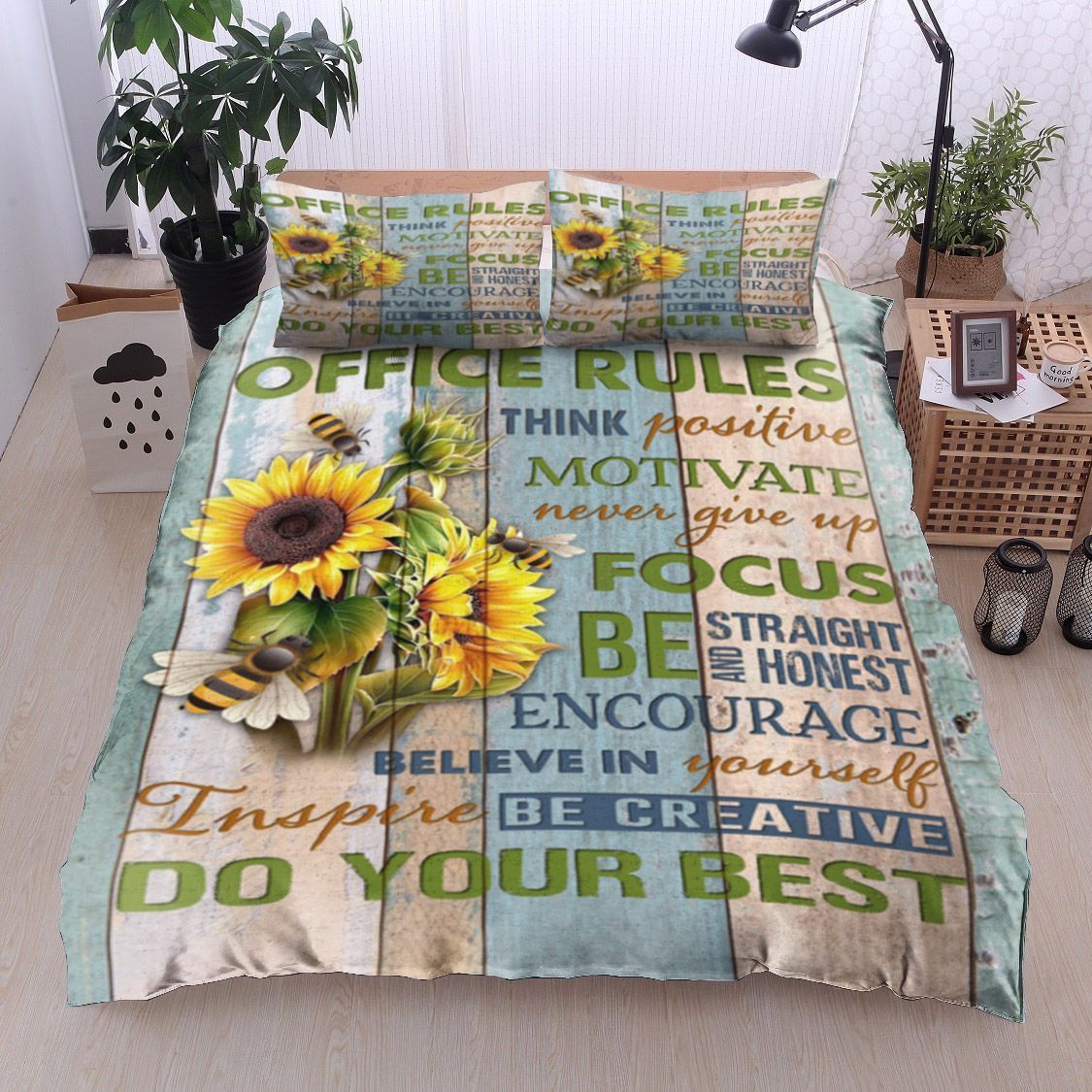 Sunflower Bee Office Rules Bedding Set