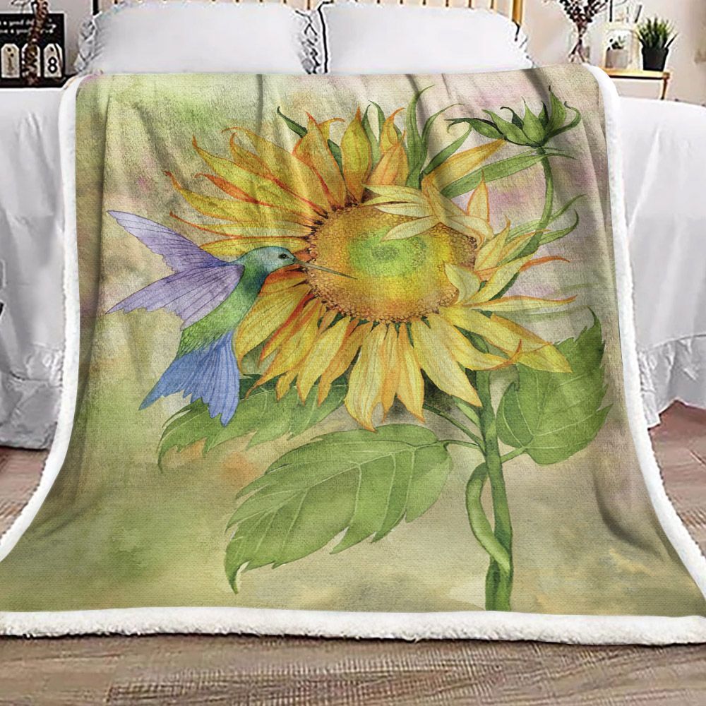 Sunflower Bird Sherpa Fleece Blanket