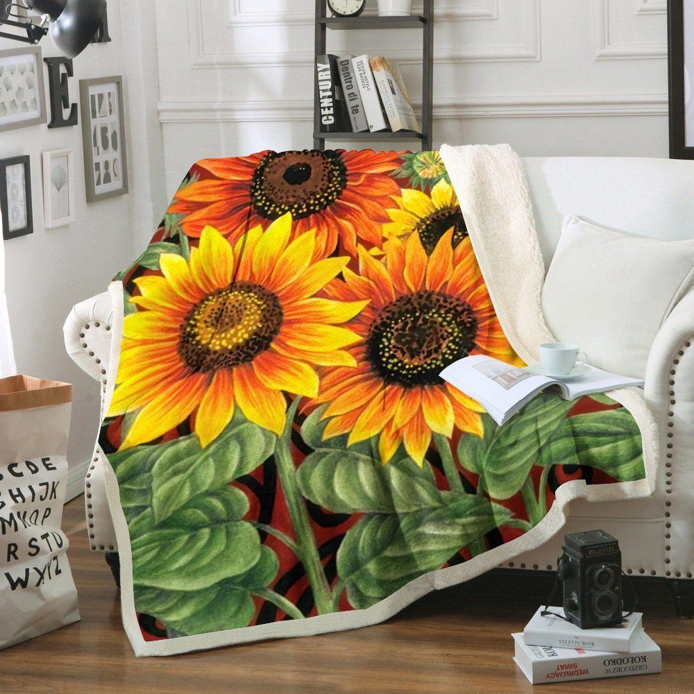 Sunflower Sherpa Fleece Blanket
