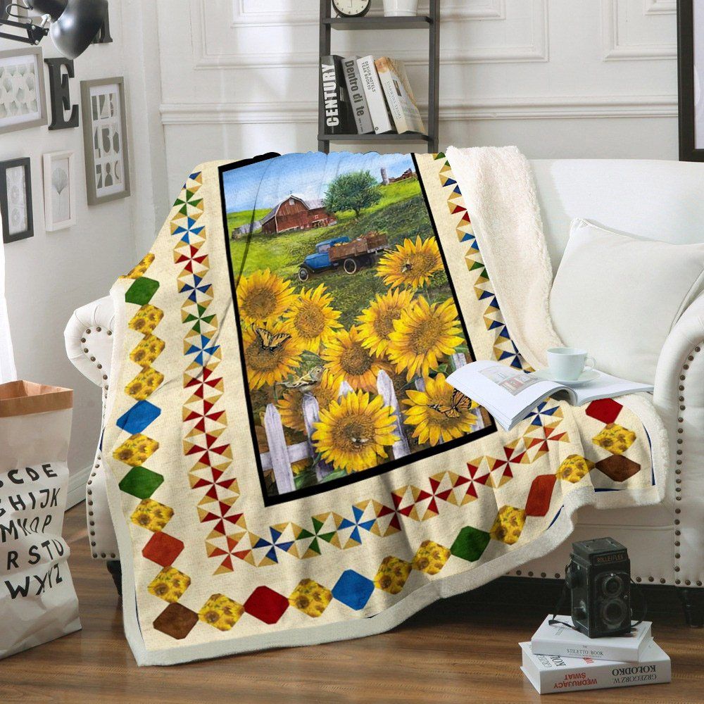 Sunflower Sherpa Fleece Blanket