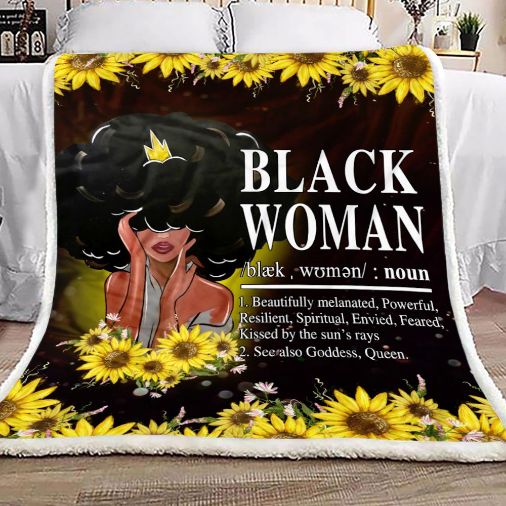 Sunflower Black Woman Definition Fleece Blanket