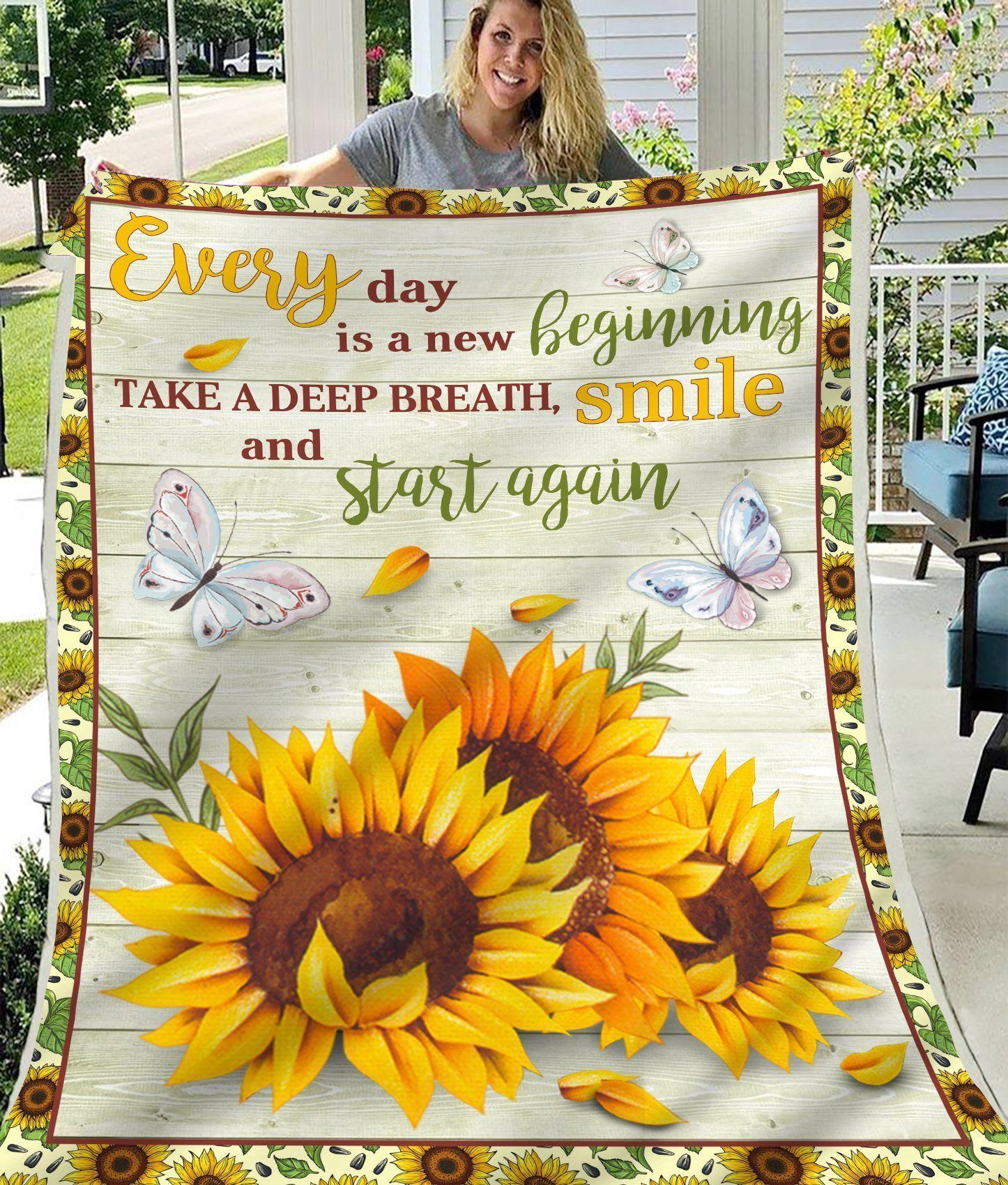 Sunflower Blanket Everyday Is A New Beginning Giving People