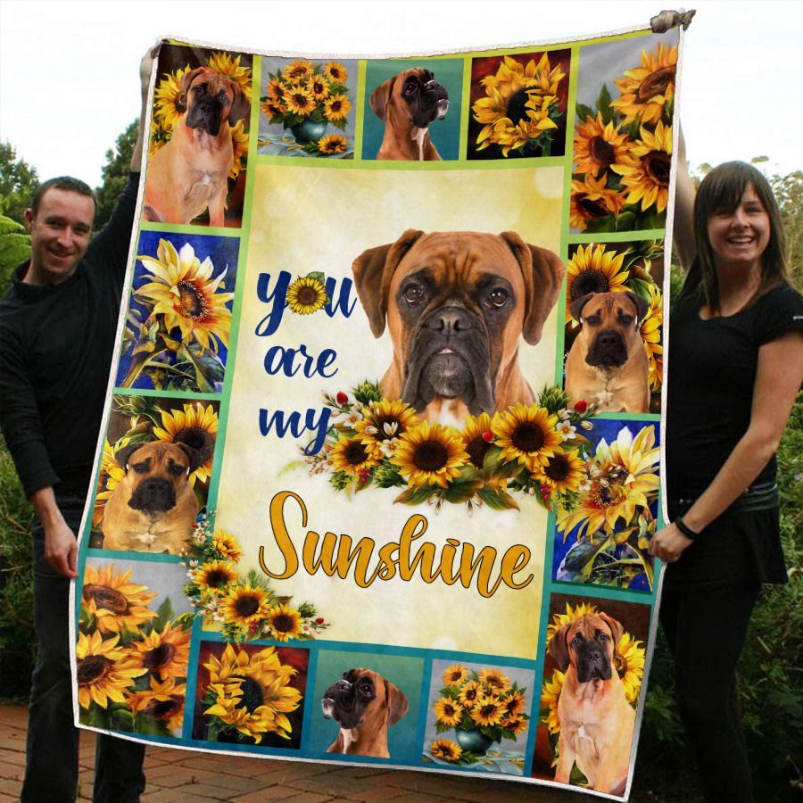 Sunflower Boxer Sherpa Fleece Blanket