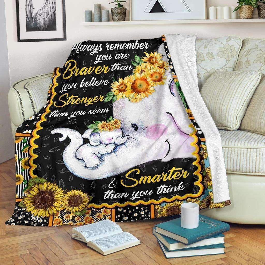 Sunflower Braver Stronger Smarter Sherpa Fleece Blanket