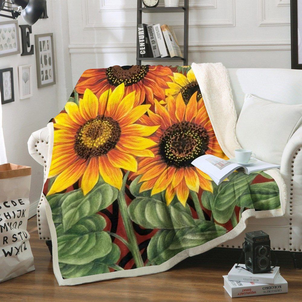 Sunflower Sherpa Fleece Blanket