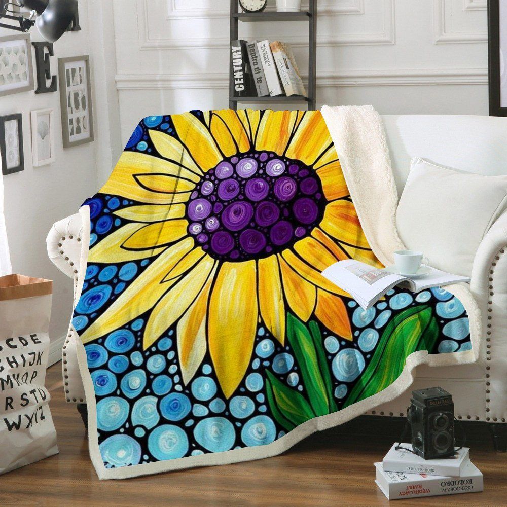 Sunflower Sherpa Fleece Blanket