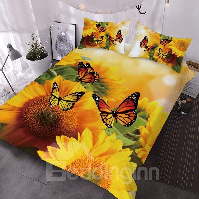 Sunflower Butterfly Bedding Set