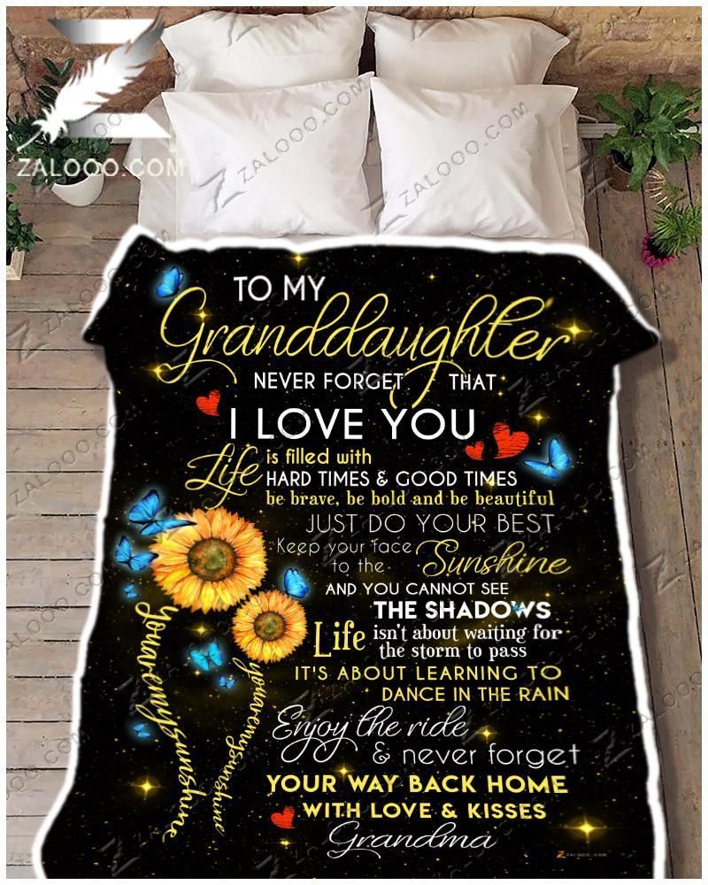 Sunflower Butterfly Granddaughter Grandma You Are My Sunshine Sherpa Fleece Blanket
