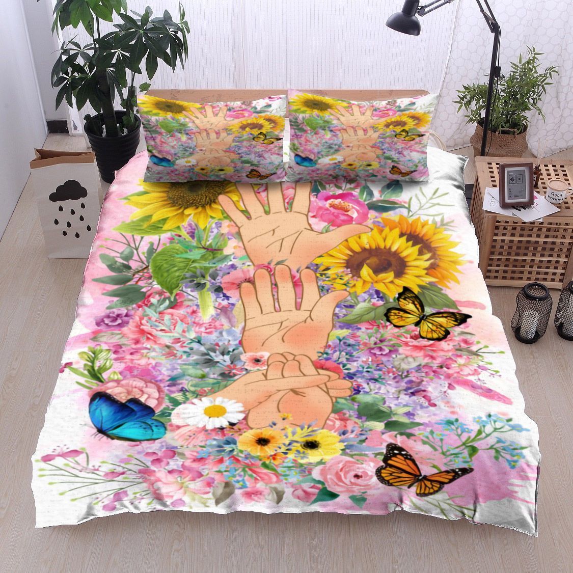 Sunflower Butterfly Hand Bedding Set