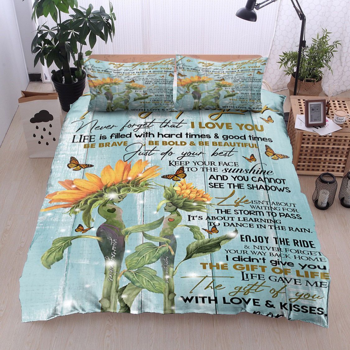 Sunflower Butterfly To My Daughter Kisses Mom Bedding Set