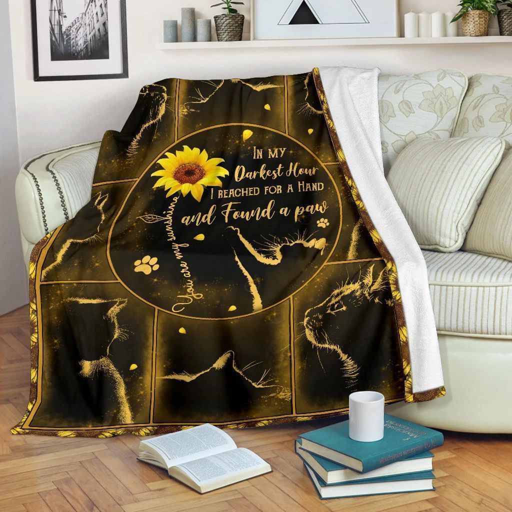 Sunflower Cat Sherpa Fleece Blanket