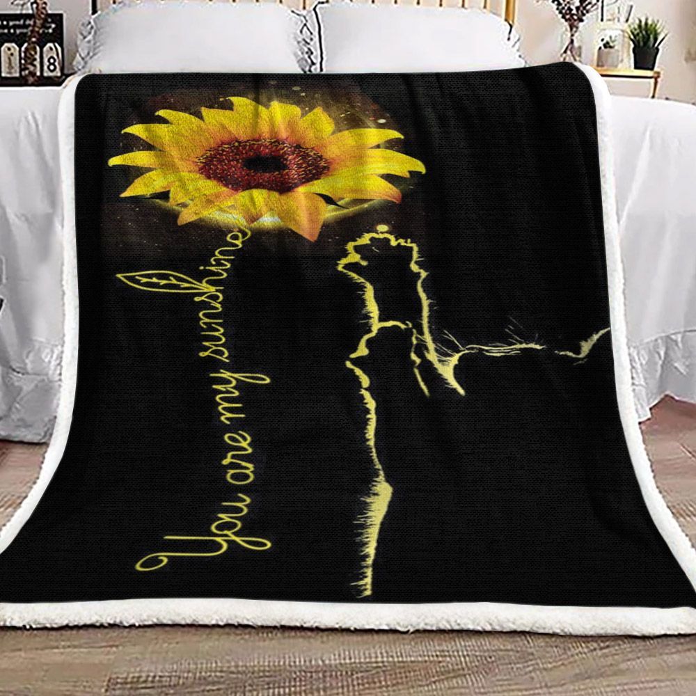 Sunflower Cat Sherpa Fleece Blanket