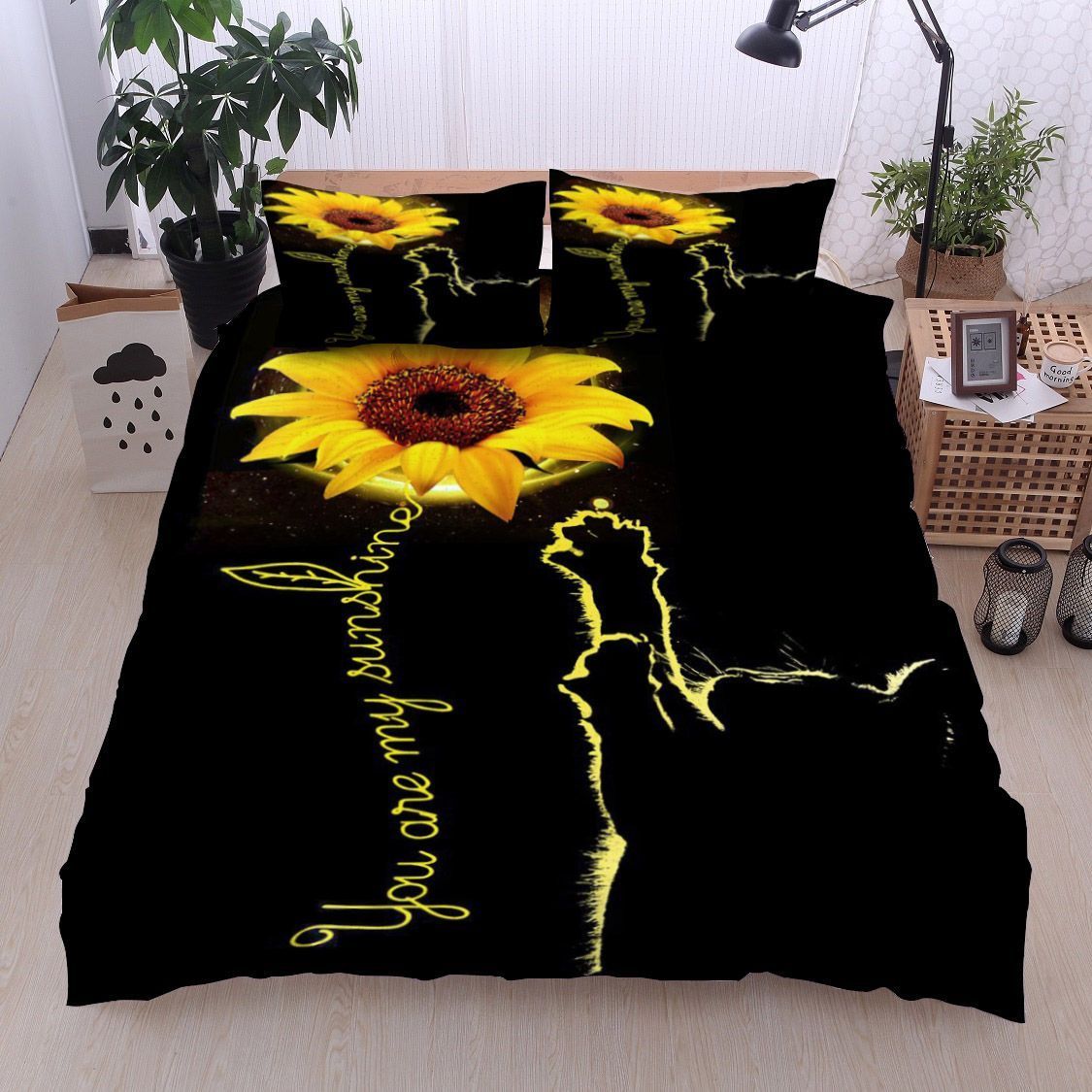Sunflower Cat You Are My Sunshine Bedding Set
