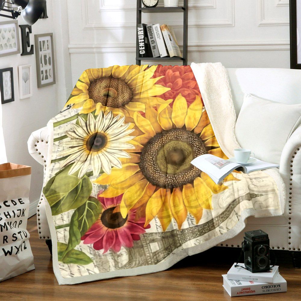 Sunflower Sherpa Fleece Blanket