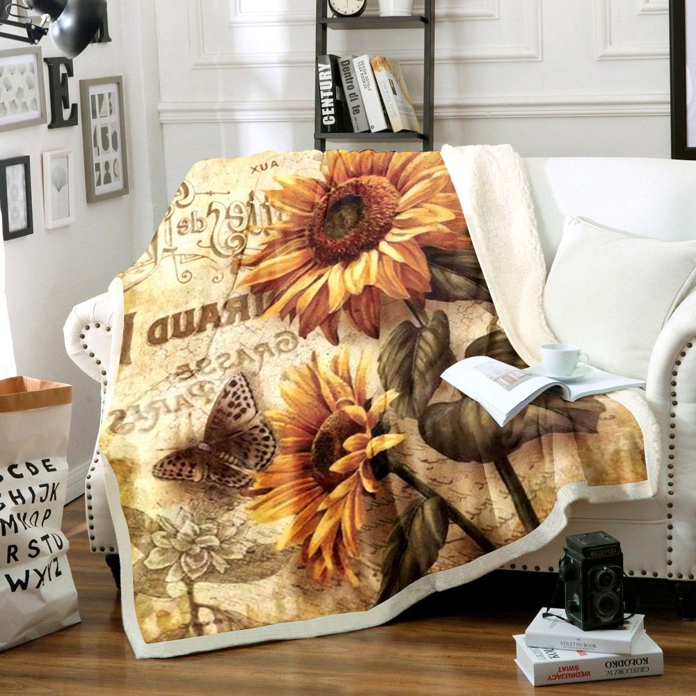 Sunflower Sherpa Fleece Blanket