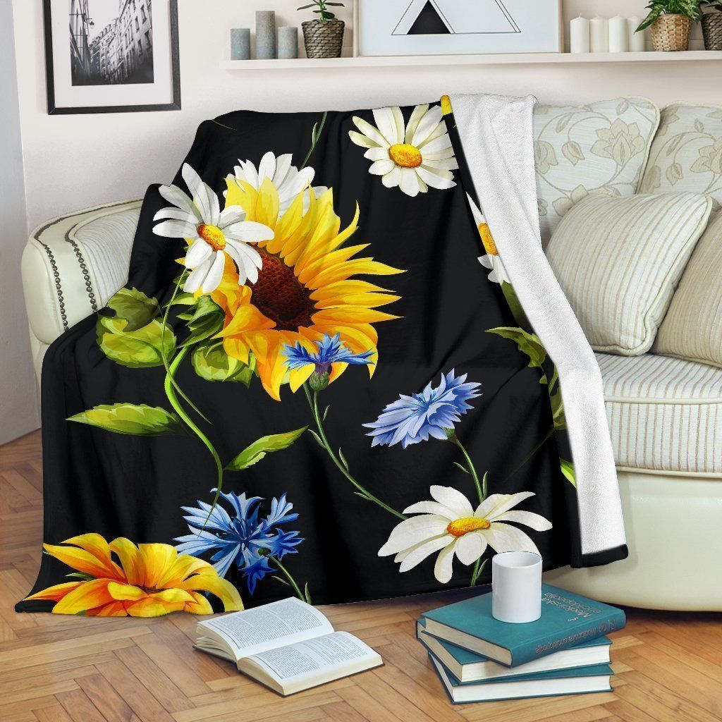 Sunflower Chamomile Sherpa Fleece Blanket