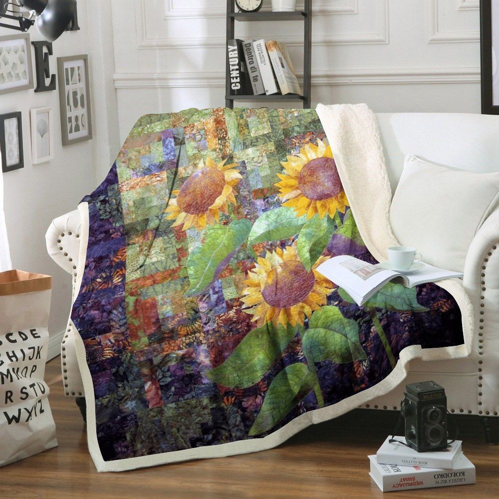 Sunflower Sherpa Fleece Blanket