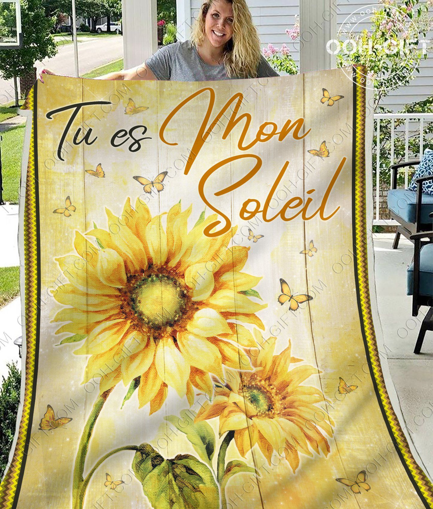 Sunflower Sherpa Fleece Blanket