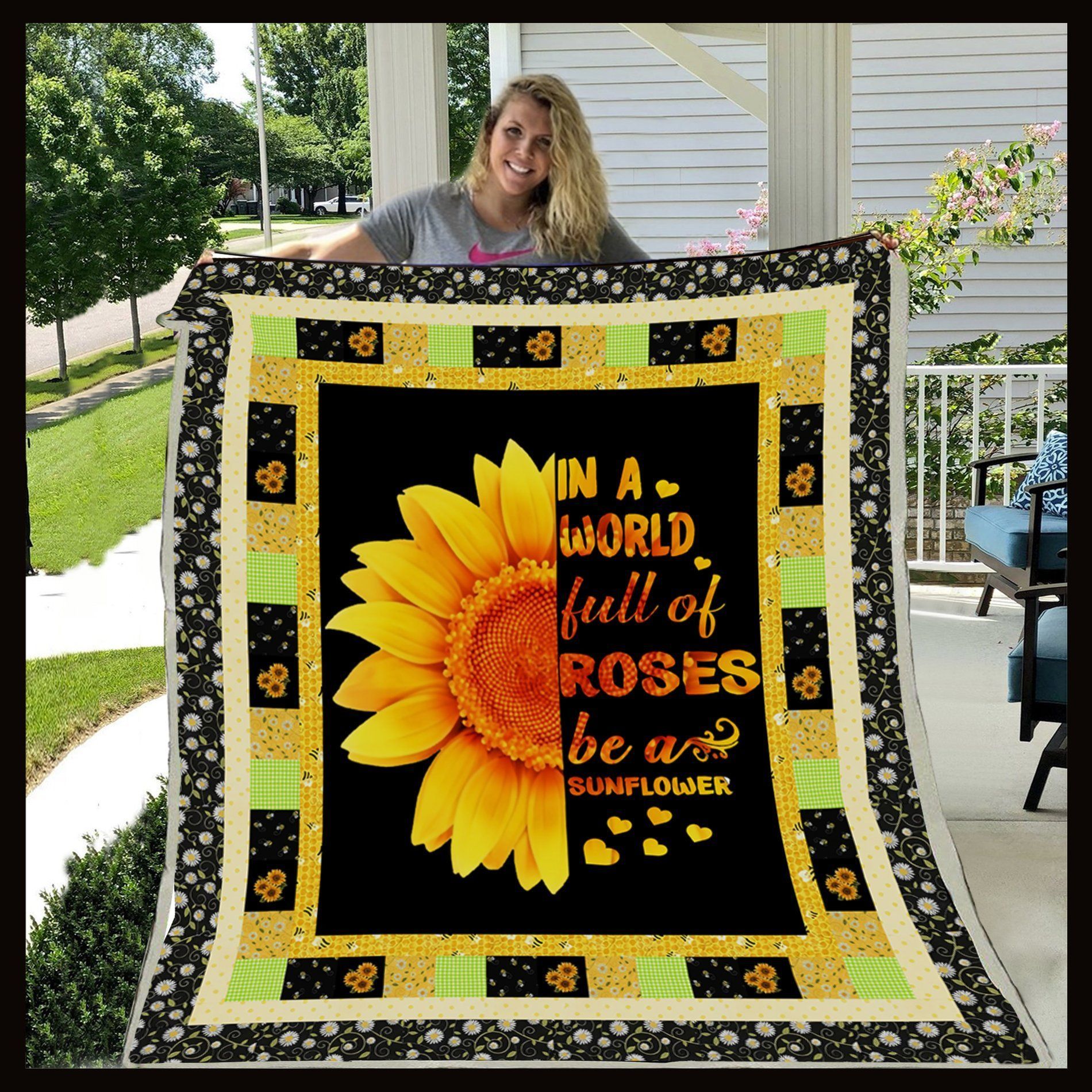 Sunflower Sherpa Fleece Blanket