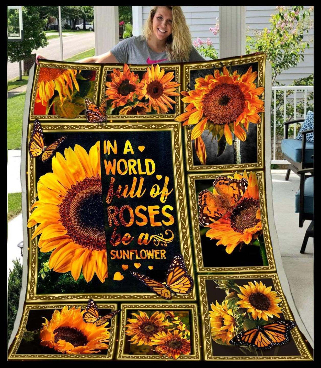 Sunflower Sherpa Fleece Blanket