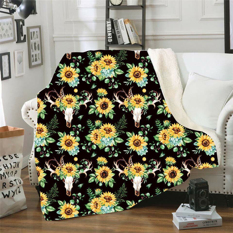 Sunflower Sherpa Fleece Blanket
