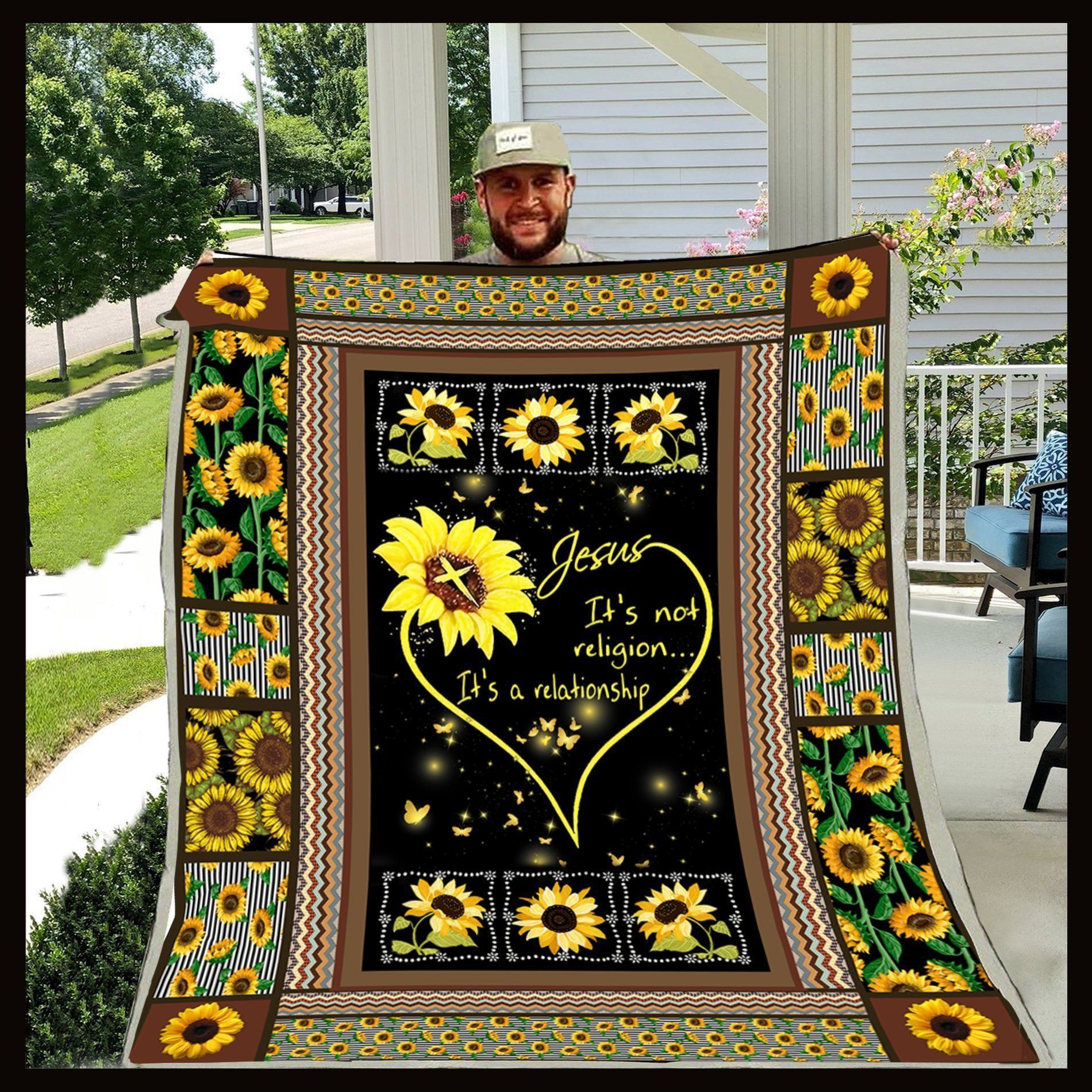 Sunflower Sherpa Fleece Blanket