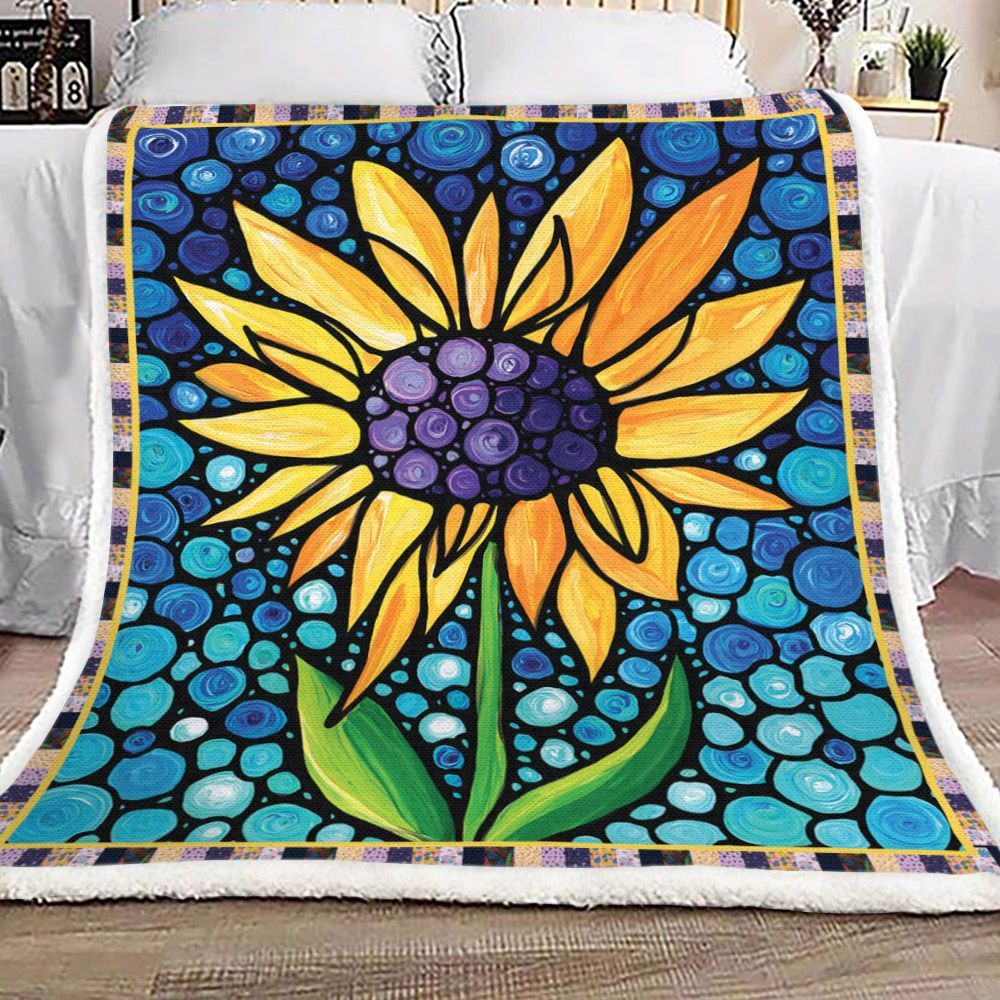 Sunflower Color Dot Artwork Sherpa Fleece Blanket