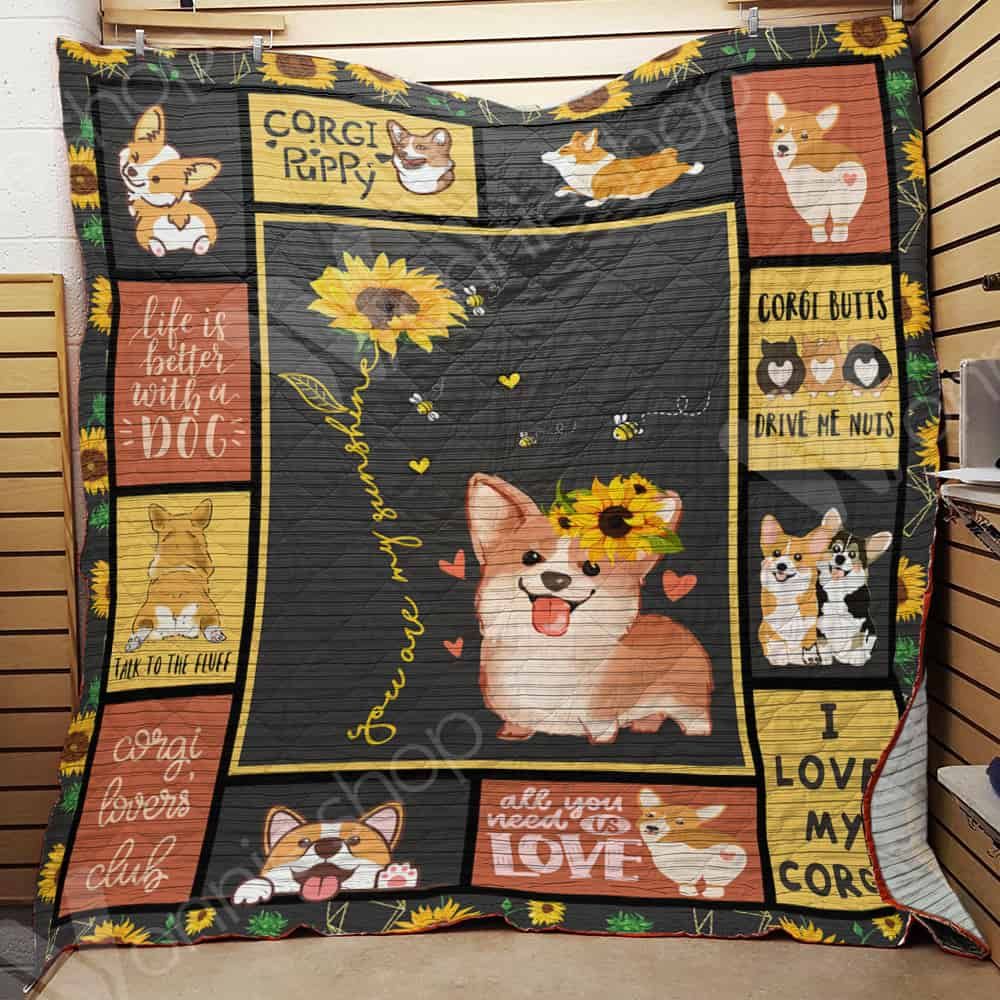 Sunflower Corgi Quilt Blanket DHC1002549TD