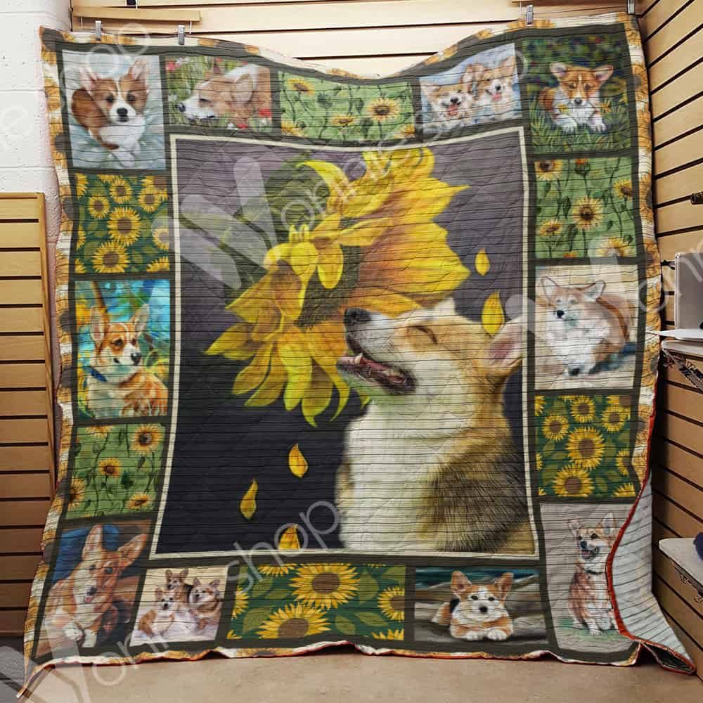 Sunflower Corgi Quilt Blanket DHC1002564TD
