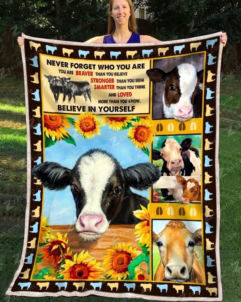 Sunflower Cow Believe In Yourself Sherpa Fleece Blanket