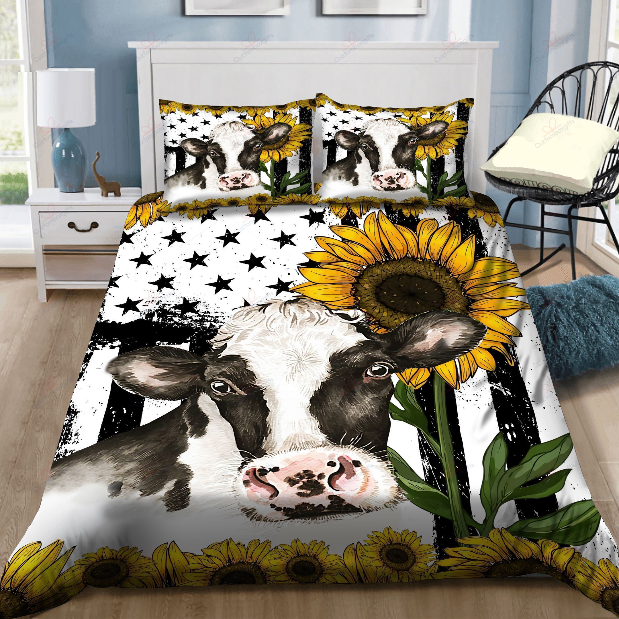 Sunflower Cow Bedding Set