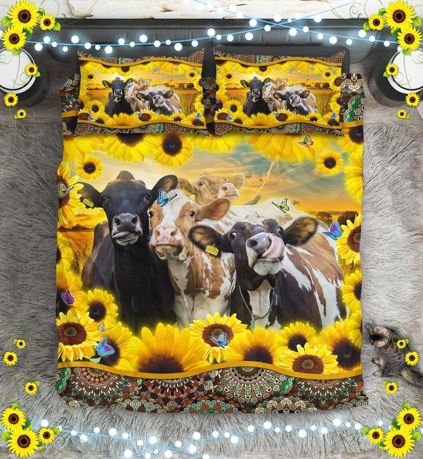 Sunflower Cow Bedding Set