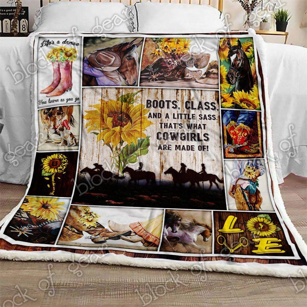Sunflower Cowgirls Sherpa Fleece Blanket