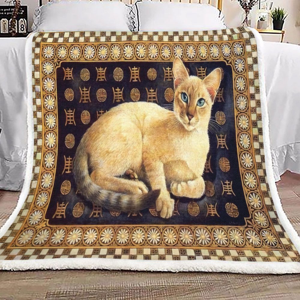 Sunflower Cutie Cat Sherpa Fleece Blanket