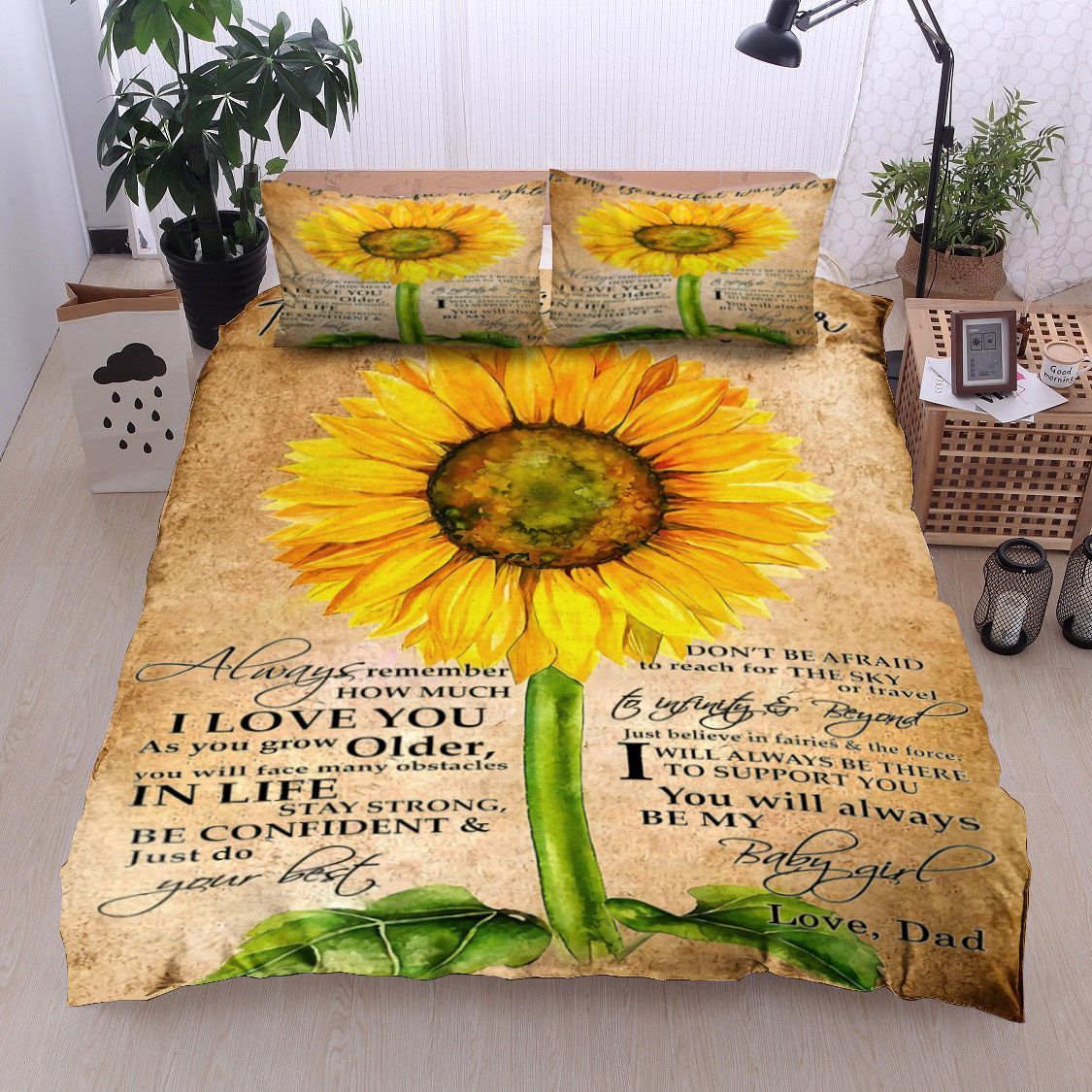 Sunflower Dad To My Beautiful Daughter Bedding Set