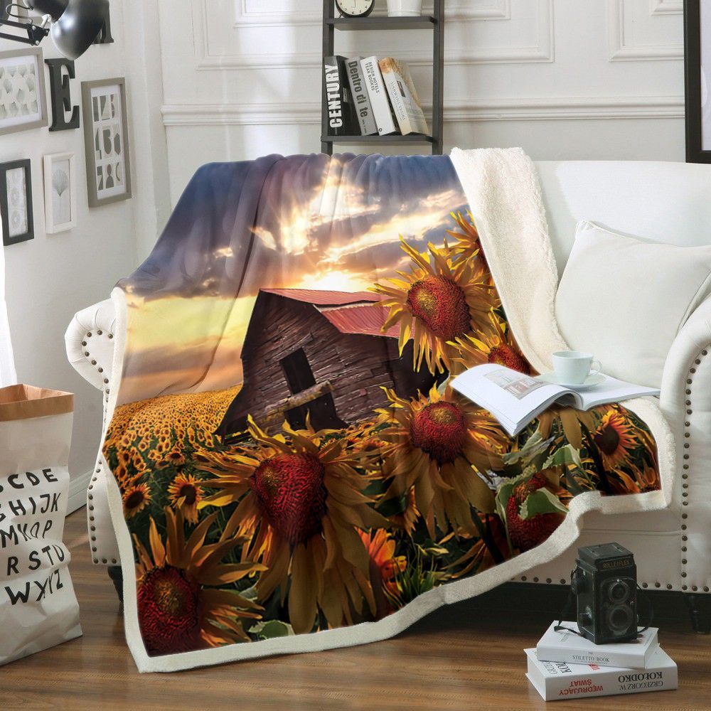 Sunflower Dance Sherpa Fleece Blanket