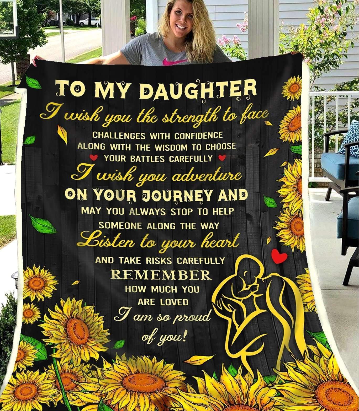 Sunflower Daughter I Wish You The Strength Sherpa Fleece Blanket