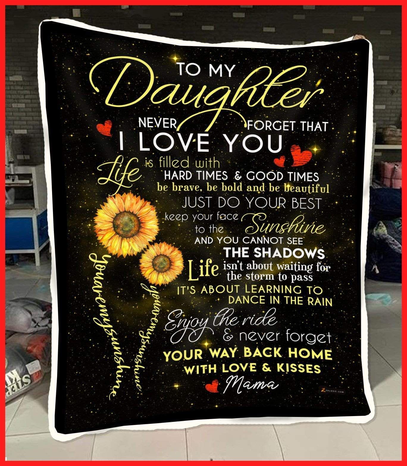 Sunflower Daughter Mama You Are My Sunshine Sherpa Fleece Blanket