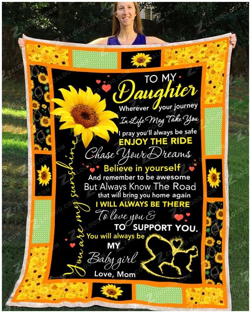 Sunflower Daughter Mom Chase Your Dreams Sherpa Fleece Blanket