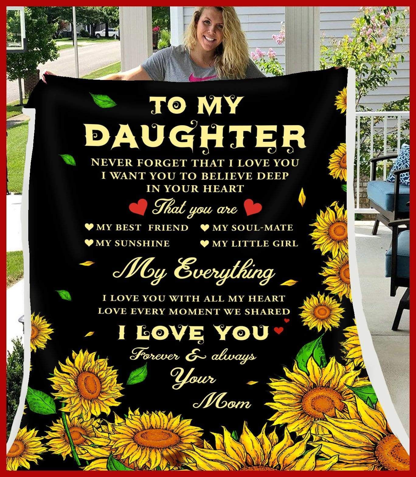 Sunflower Daughter Mom My Everything Sherpa Fleece Blanket